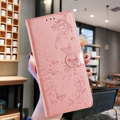 For Blackview A53 / A53 Pro Butterflies and Flowers Leather Phone Case(Rose Gold) - More Brand by buy2fix | Online Shopping UK | buy2fix