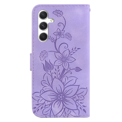 For Samsung Galaxy S25+ 5G Lily Embossed Leather Phone Case(Purple) - Galaxy S25+ 5G Cases by buy2fix | Online Shopping UK | buy2fix