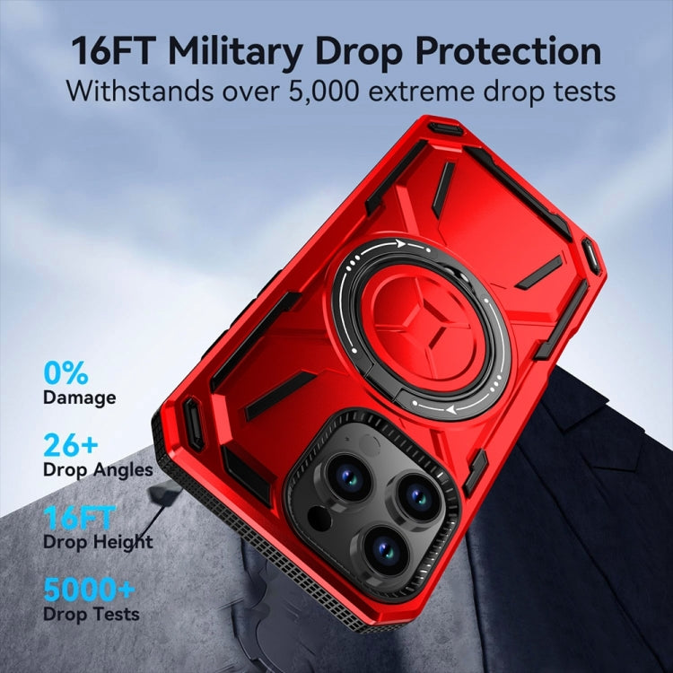 For iPhone 14 Armor II Series MagSafe Magnetic Holder Phone Case(Red) - iPhone 14 Cases by buy2fix | Online Shopping UK | buy2fix