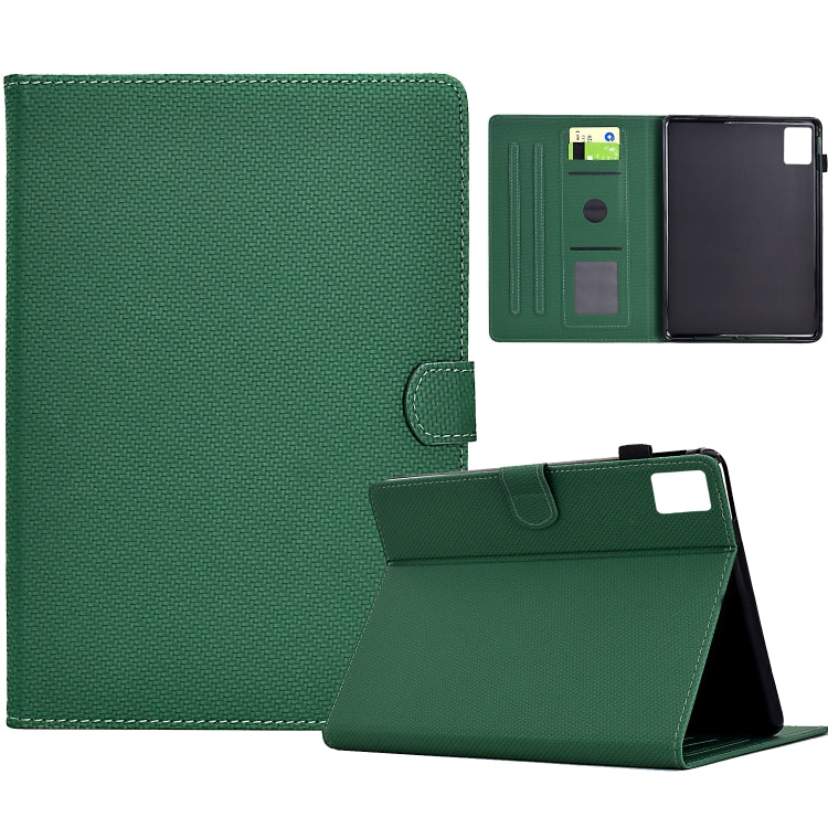 For Lenovo Tab M11 / Xiaoxin Pad 2024 Solid Color Fiber Texture Smart Tablet Leather Case(Green) - Lenovo by buy2fix | Online Shopping UK | buy2fix