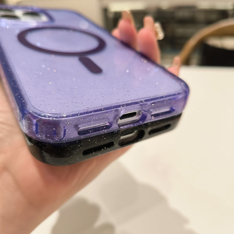 For iPhone 14 Plus Glitter Powder TPU Hybrid PC MagSafe Phone Case(Purple) - iPhone 14 Plus Cases by buy2fix | Online Shopping UK | buy2fix