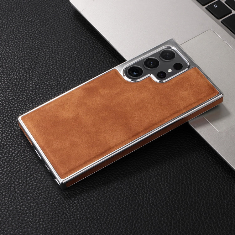 For Samsung Galaxy S22+ 5G Electroplated Side PU Hybrid TPU MagSafe Phone Case(Brown) - Galaxy S22+ 5G Cases by buy2fix | Online Shopping UK | buy2fix