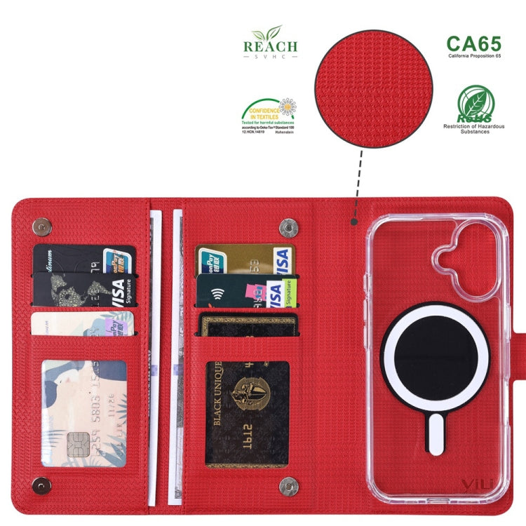 For iPhone 15 Pro ViLi GHA-C Series RFID MagSafe Magnetic Flip Leather Phone Case(Red) - iPhone 15 Pro Cases by ViLi | Online Shopping UK | buy2fix