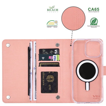 For iPhone 16 Plus ViLi GHB-C Series RFID MagSafe Magnetic Flip Leather Phone Case(Pink) - iPhone 16 Plus Cases by ViLi | Online Shopping UK | buy2fix