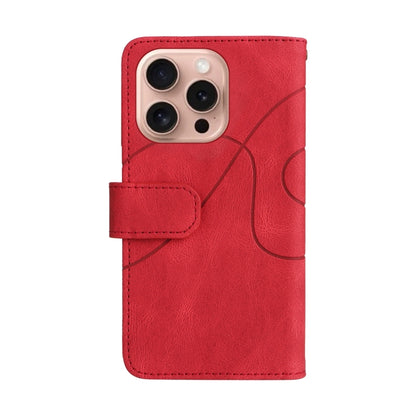 For iPhone 16 Pro Dual-color 9 Card Slots Zipper Wallet Leather Phone Case(Red) - iPhone 16 Pro Cases by buy2fix | Online Shopping UK | buy2fix