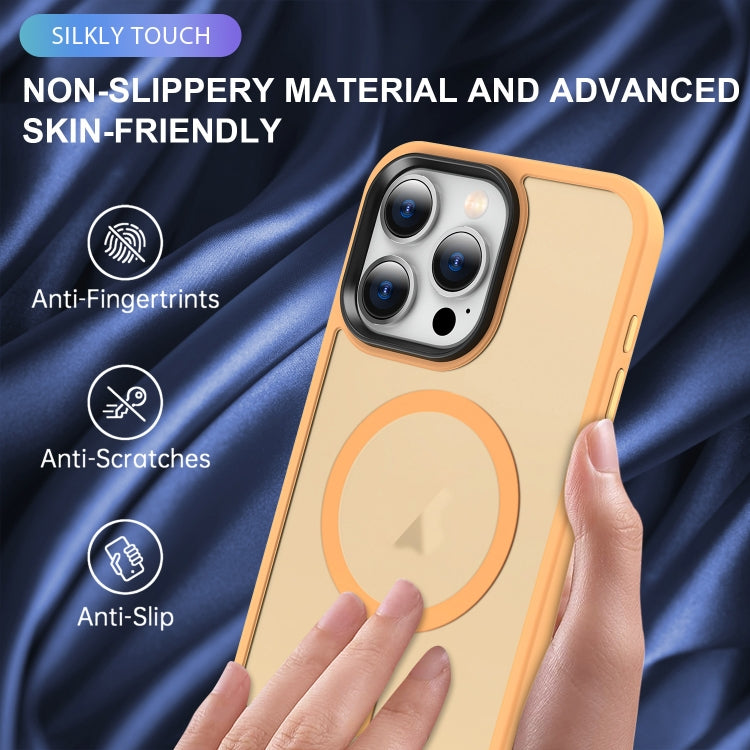 For iPhone 14 MagSafe Magnetic Skin Feel Frosted Phone Case(Orange) - iPhone 14 Cases by buy2fix | Online Shopping UK | buy2fix