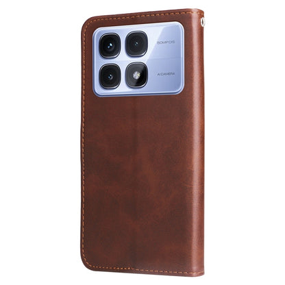 For Redmi K70 Ultra Fashion Calf Texture Zipper Leather Phone Case(Brown) - Xiaomi Cases by buy2fix | Online Shopping UK | buy2fix