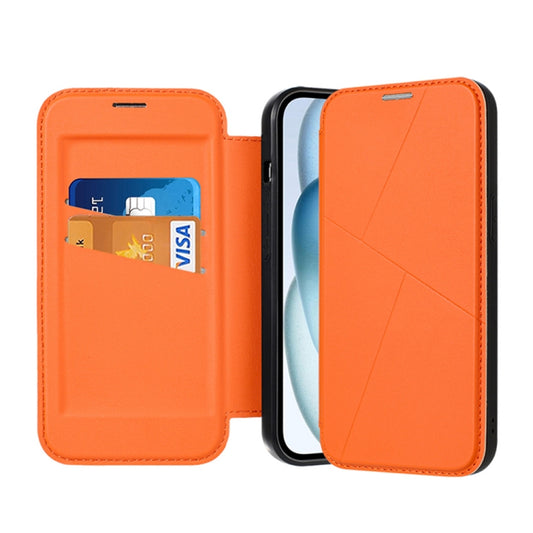 For iPhone 13 Pro Magnetic Armor Series RFID Card Slots Leather Phone Case(Orange) - iPhone 13 Pro Cases by buy2fix | Online Shopping UK | buy2fix