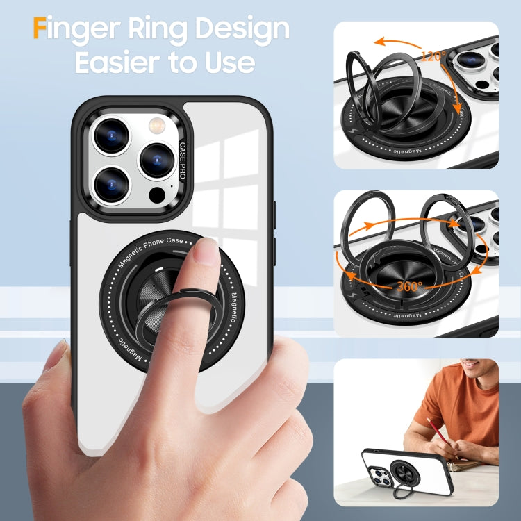 For iPhone 16 Pro Max Magnetic Rotating Ring Holder Phone Case(Black) - iPhone 16 Pro Max Cases by buy2fix | Online Shopping UK | buy2fix