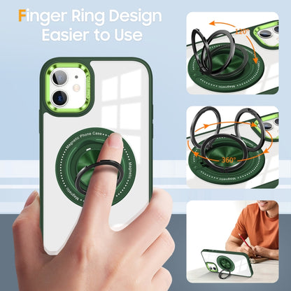 For iPhone 16 Plus Magnetic Rotating Ring Holder Phone Case(Dark Green) - iPhone 16 Plus Cases by buy2fix | Online Shopping UK | buy2fix