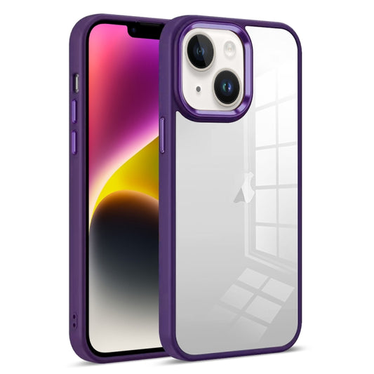 For iPhone 14 Colorful Armor Transparent Phone Case(Purple) - iPhone 14 Cases by buy2fix | Online Shopping UK | buy2fix