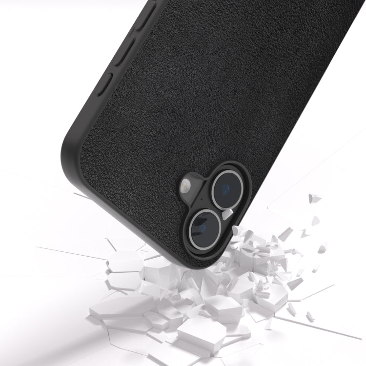 For iPhone 16 PU Leather Black Frame Full Coverage Phone Case(Black) - iPhone 16 Cases by buy2fix | Online Shopping UK | buy2fix