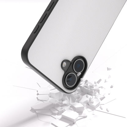 For iPhone 16 PU Leather Black Frame Full Coverage Phone Case(White) - iPhone 16 Cases by buy2fix | Online Shopping UK | buy2fix