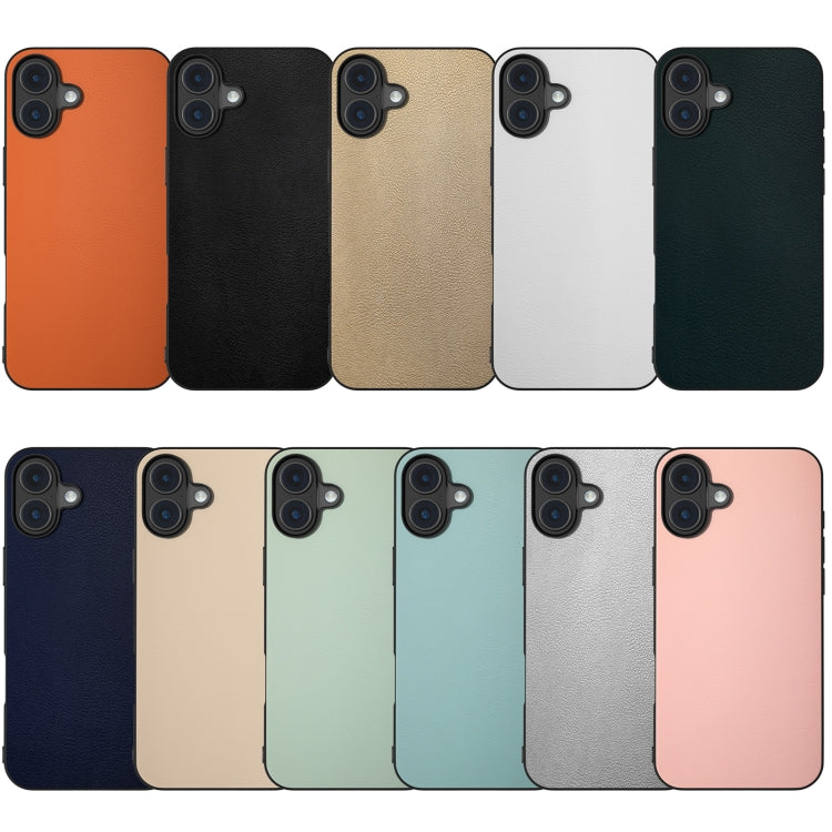 For iPhone 16 PU Leather Black Frame Full Coverage Phone Case(White) - iPhone 16 Cases by buy2fix | Online Shopping UK | buy2fix