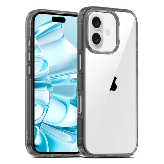 For iPhone 16 PC Hybrid TPU Full Coverage Shockproof Phone Case(Transparent Black) - iPhone 16 Cases by buy2fix | Online Shopping UK | buy2fix