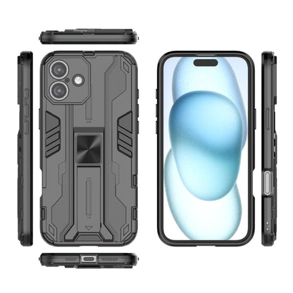 For iPhone 16 Plus Supersonic PC + TPU Holder Phone Case(Black) - iPhone 16 Plus Cases by buy2fix | Online Shopping UK | buy2fix