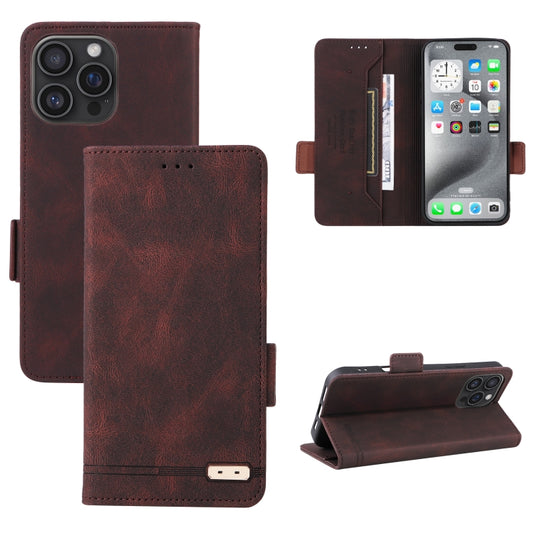 For iPhone 16 Pro Magnetic Clasp Leather Phone Case(Brown) - iPhone 16 Pro Cases by buy2fix | Online Shopping UK | buy2fix