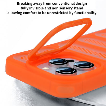 For iPhone 16 Pro Max Invisible Holder Cooling Phone Case(Transparent Orange) - iPhone 16 Pro Max Cases by buy2fix | Online Shopping UK | buy2fix