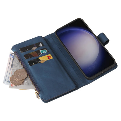 For Samsung Galaxy S25 / S24 5G Skin Feel Multi Card Slots Zipper Wallet Leather Phone Case(Blue) - Galaxy S25 5G Cases by buy2fix | Online Shopping UK | buy2fix