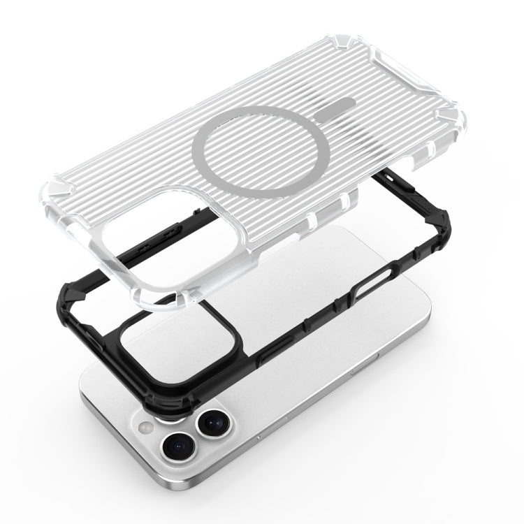 For iPhone 14 Grating Airbag Shockproof MagSafe Frosted Phone Case(Transparent) - iPhone 14 Cases by buy2fix | Online Shopping UK | buy2fix