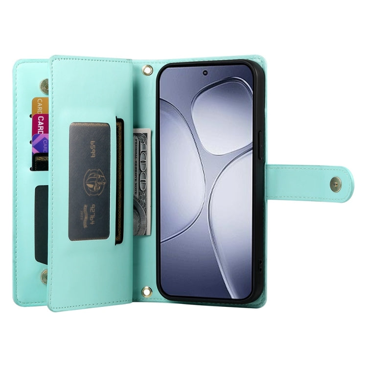 For Redmi K70 Ultra Nine Card-slot Zipper Wallet Bag Leather Phone Case(Mint Green) - Xiaomi Cases by buy2fix | Online Shopping UK | buy2fix