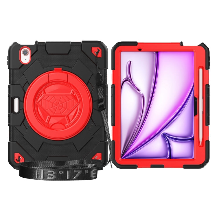 For iPad Air 11 2024 Spider Rotation Handle Silicone Hybrid PC Tablet Case(Black Red) - iPad Air 11 2024 Cases by buy2fix | Online Shopping UK | buy2fix