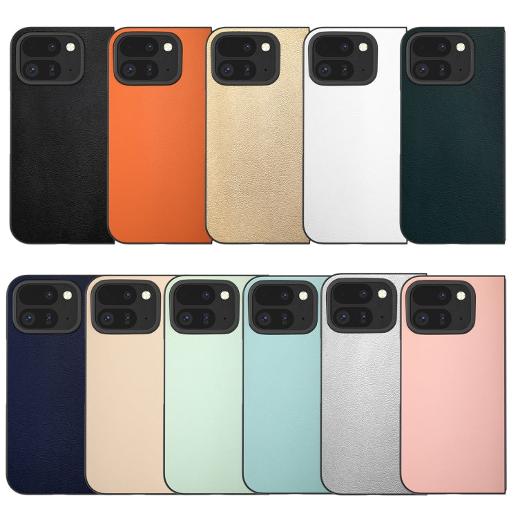 For Google Pixel 9 Pro Fold PU Leather Black Frame Full Coverage Phone Case(Peach Pink) - Google Cases by buy2fix | Online Shopping UK | buy2fix