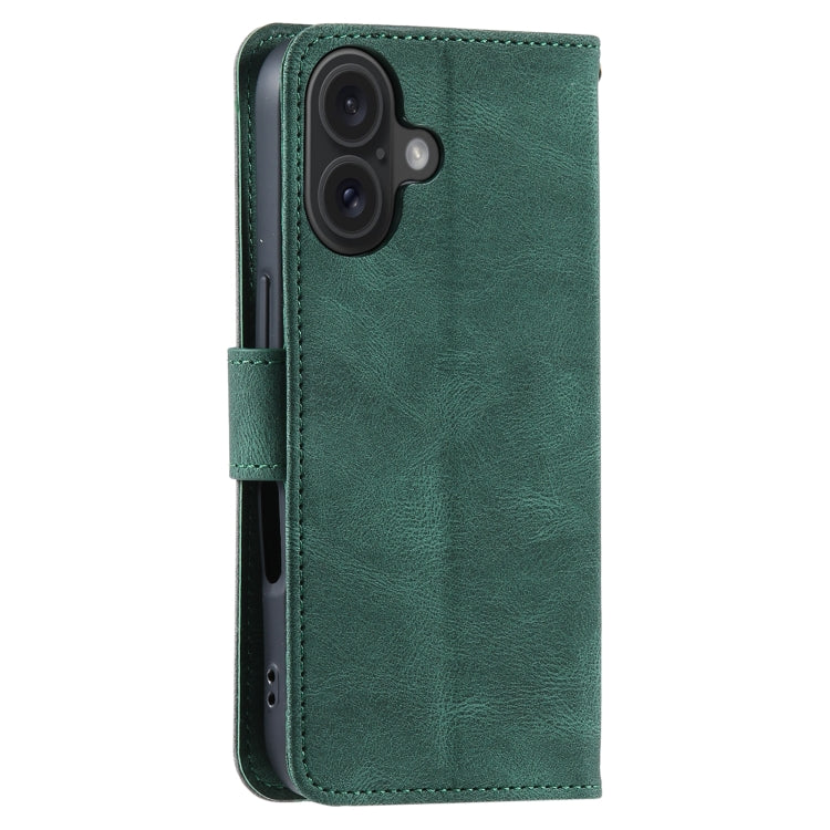 For iPhone 16 Plus Nail Skin Feel Stitching Calf Texture Leather Phone Case(Green) - iPhone 16 Plus Cases by buy2fix | Online Shopping UK | buy2fix