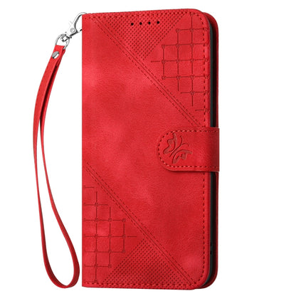 For Sony Xperia 1 VI 2024 YX0080 Grid Butterfly Embossed Pattern Flip Leather Phone Case with Lanyard(Red) - Sony Cases by buy2fix | Online Shopping UK | buy2fix