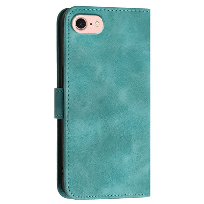 For iPhone SE 2024 YX0080 Grid Butterfly Embossed Pattern Flip Leather Phone Case with Lanyard(Light Blue) - More iPhone Cases by buy2fix | Online Shopping UK | buy2fix