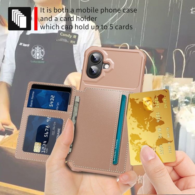 For iPhone 16 Plus Magnetic Wallet Card Bag Leather Phone Case(Rose Gold) - iPhone 16 Plus Cases by buy2fix | Online Shopping UK | buy2fix