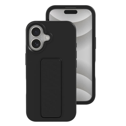 For iPhone 16 Plus Liquid Silicone Holder Phone Case(Black) - iPhone 16 Plus Cases by buy2fix | Online Shopping UK | buy2fix