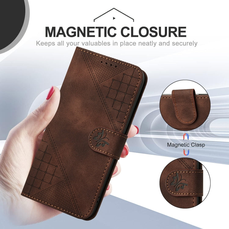 For Google Pixel 9 Pro XL YX0080 Grid Butterfly Embossed Pattern Flip Leather Phone Case with Lanyard(Coffee) - Google Cases by buy2fix | Online Shopping UK | buy2fix