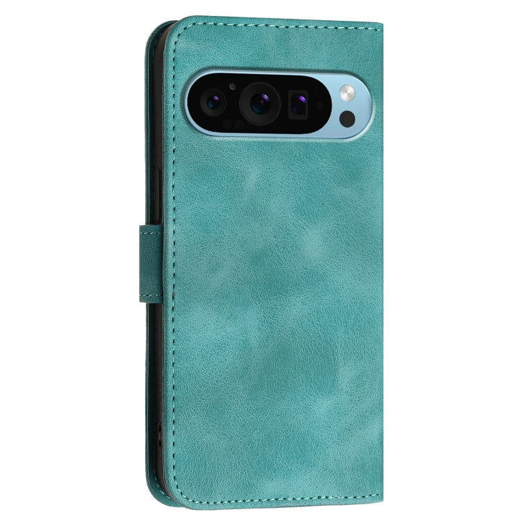 For Google Pixel 9 / 9 Pro YX0080 Grid Butterfly Embossed Pattern Flip Leather Phone Case with Lanyard(Light Blue) - Google Cases by buy2fix | Online Shopping UK | buy2fix