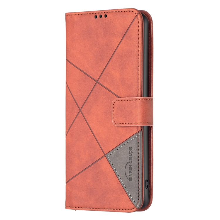 For Redmi K70 Ultra Magnetic Buckle Rhombus Texture Leather Phone Case(Brown) - Xiaomi Cases by buy2fix | Online Shopping UK | buy2fix