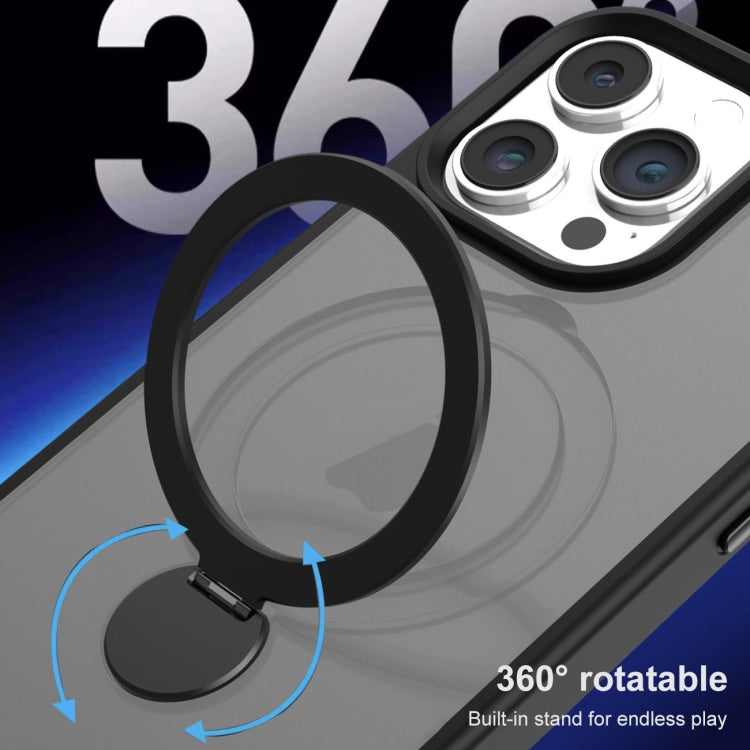 For iPhone 14 360 Degree Rotating MagSafe Magnetic Bracket Frosted Phone Case(Royal Blue) - iPhone 14 Cases by buy2fix | Online Shopping UK | buy2fix