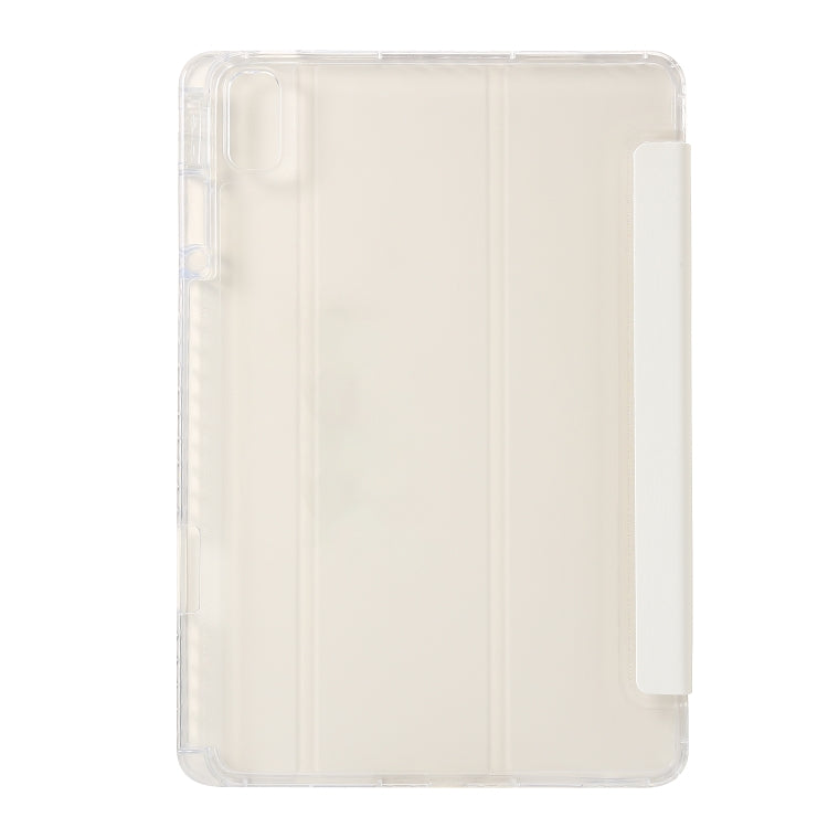 For Huawei Matepad SE 11 2024 Clear Acrylic 3-Fold Leather Tablet Case(White) - Huawei by buy2fix | Online Shopping UK | buy2fix