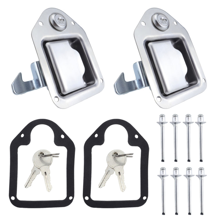 2 Sets / Pack Trailer / Yacht / Truck Stainless Steel Tool Box Lock Paddle Latch & Keys - Locks & Hasps by buy2fix | Online Shopping UK | buy2fix