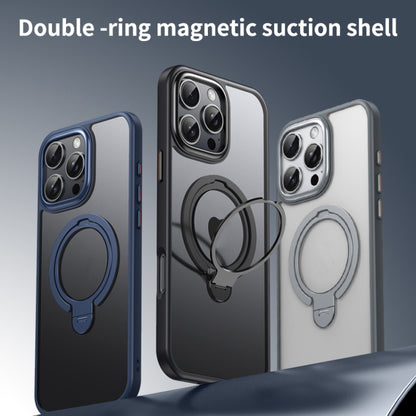 For iPhone 16 Pro Double Ring MagSafe Magnetic Holder Phone Case(Transparent) - iPhone 16 Pro Cases by buy2fix | Online Shopping UK | buy2fix