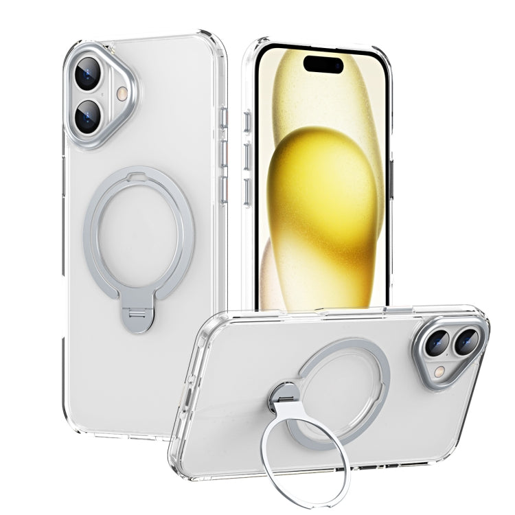 For iPhone 16 Double Ring MagSafe Magnetic Holder Phone Case(Transparent) - iPhone 16 Cases by buy2fix | Online Shopping UK | buy2fix