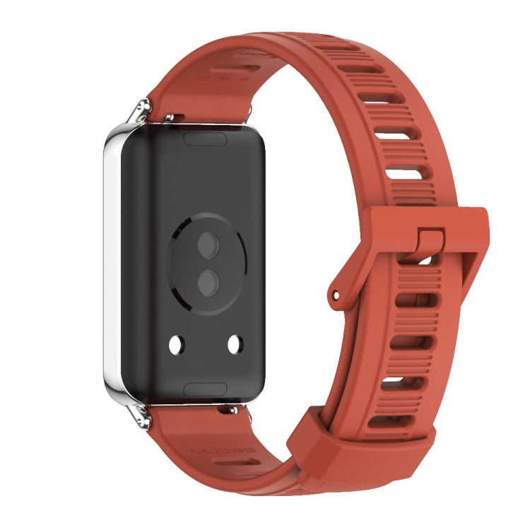 For Honor Band 9 MIJOBS Flat Hole Breathable TPU Watch Band(Orange Silver) - Watch Bands by MIJOBS | Online Shopping UK | buy2fix