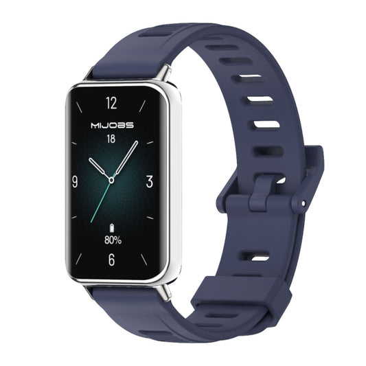 For Honor Band 9 MIJOBS Flat Hole Breathable TPU Watch Band(Midnight Blue Silver) - Watch Bands by MIJOBS | Online Shopping UK | buy2fix