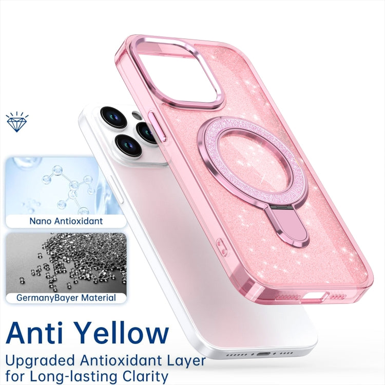 For iPhone 16 Pro Glitter Ring Holder MagSafe Phone Case(Pink) - iPhone 16 Pro Cases by buy2fix | Online Shopping UK | buy2fix