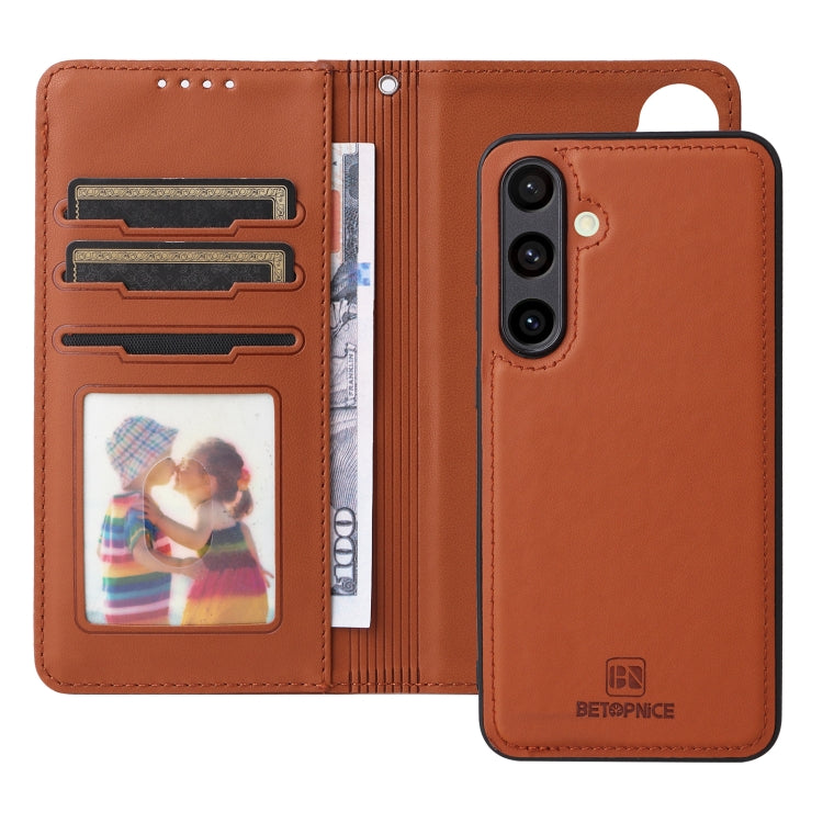 For Samsung Galaxy S24 FE 5G BETOPNICE BN-005 2 in 1 Detachable Imitate Genuine Leather Phone Case(Brown) - Galaxy S24 FE 5G Cases by BETOPNICE | Online Shopping UK | buy2fix