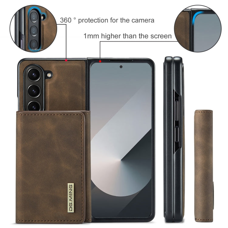 For Samsung Galaxy Z Fold6 DG.MING M1 Series 3-Fold Multi Card Wallet + Magnetic Phone Case(Coffee) - Galaxy Z Fold6 5G Cases by DG.MING | Online Shopping UK | buy2fix