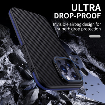 For iPhone 16 Pro Max Carbon Fiber Texture Lens Holder TPU Phone Case(Purple) - iPhone 16 Pro Max Cases by buy2fix | Online Shopping UK | buy2fix