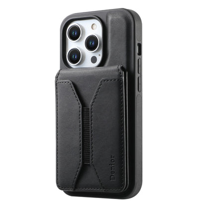 For iPhone 12 / 12 Pro Denior D17 Skin Feel MagSafe Detachable Card Slot Phone Case(Black) - iPhone 12 / 12 Pro Cases by Denior | Online Shopping UK | buy2fix