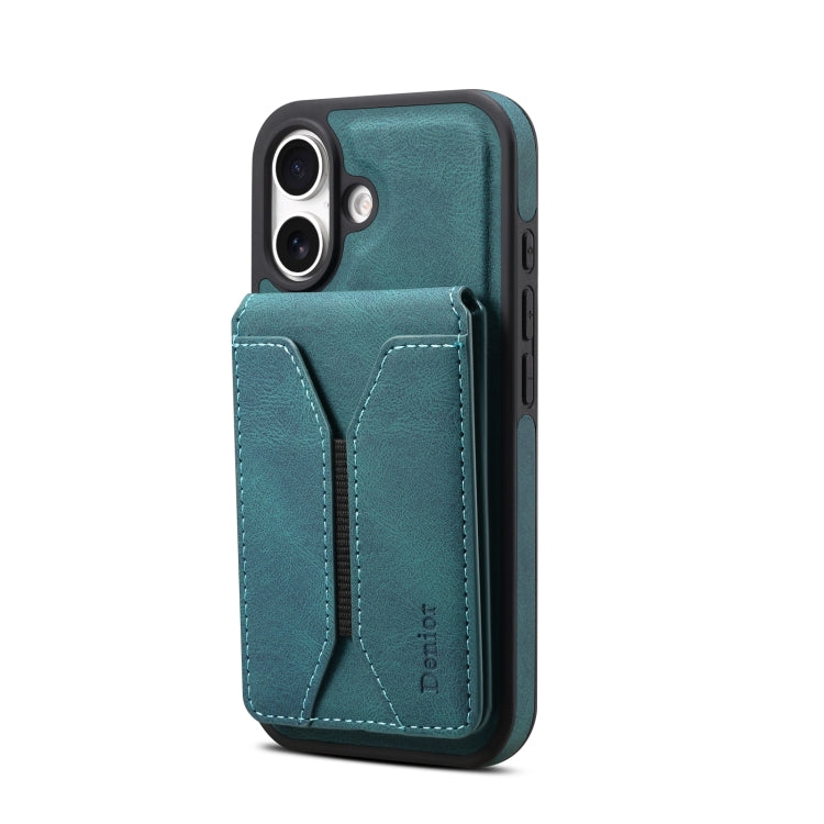 For iPhone 16 Plus Denior D17 Skin Feel MagSafe Detachable Card Slot Phone Case(Blue) - iPhone 16 Plus Cases by Denior | Online Shopping UK | buy2fix