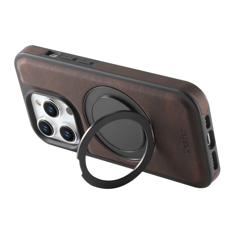 For iPhone 16 Pro Max Denior A14 Skin Feel Rotating Holder MagSafe Phone Case(Brown) - iPhone 16 Pro Max Cases by Denior | Online Shopping UK | buy2fix