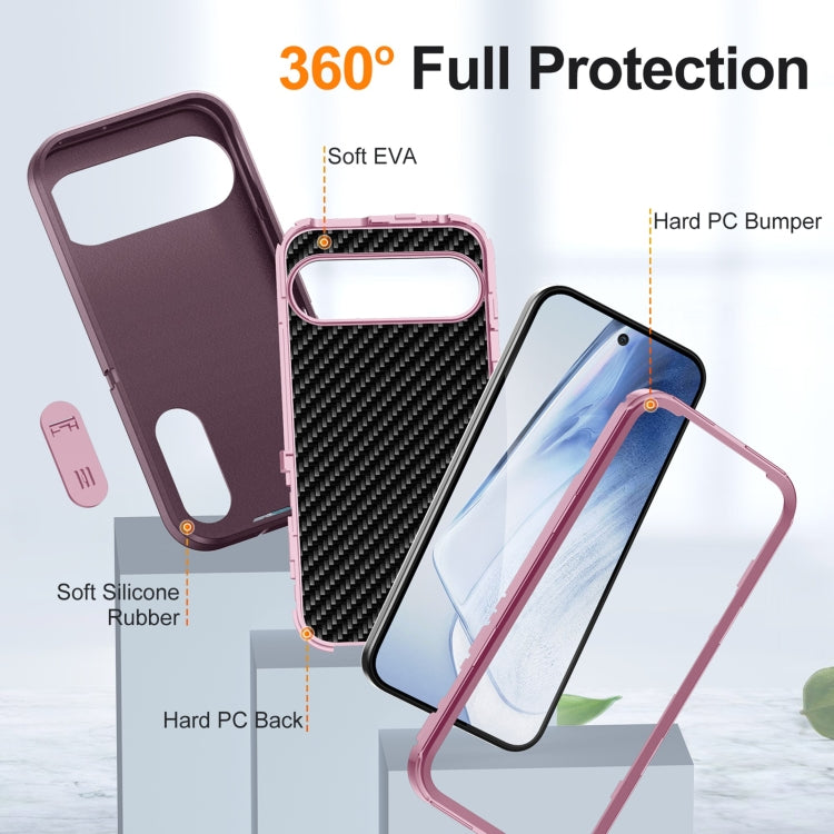 For Google Pixel 9 Pro Rugged PC + Silicone Phone Case with Holder(Purple+Pink) - Google Cases by buy2fix | Online Shopping UK | buy2fix